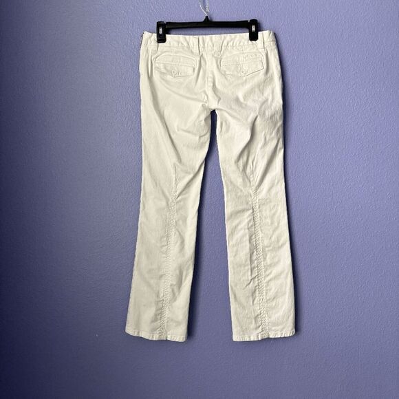 Split White Denim Low Rise Jeans Boot Cut Y2K 90s Side Zipper VNTG Size 7 Stretc - Picture 9 of 10